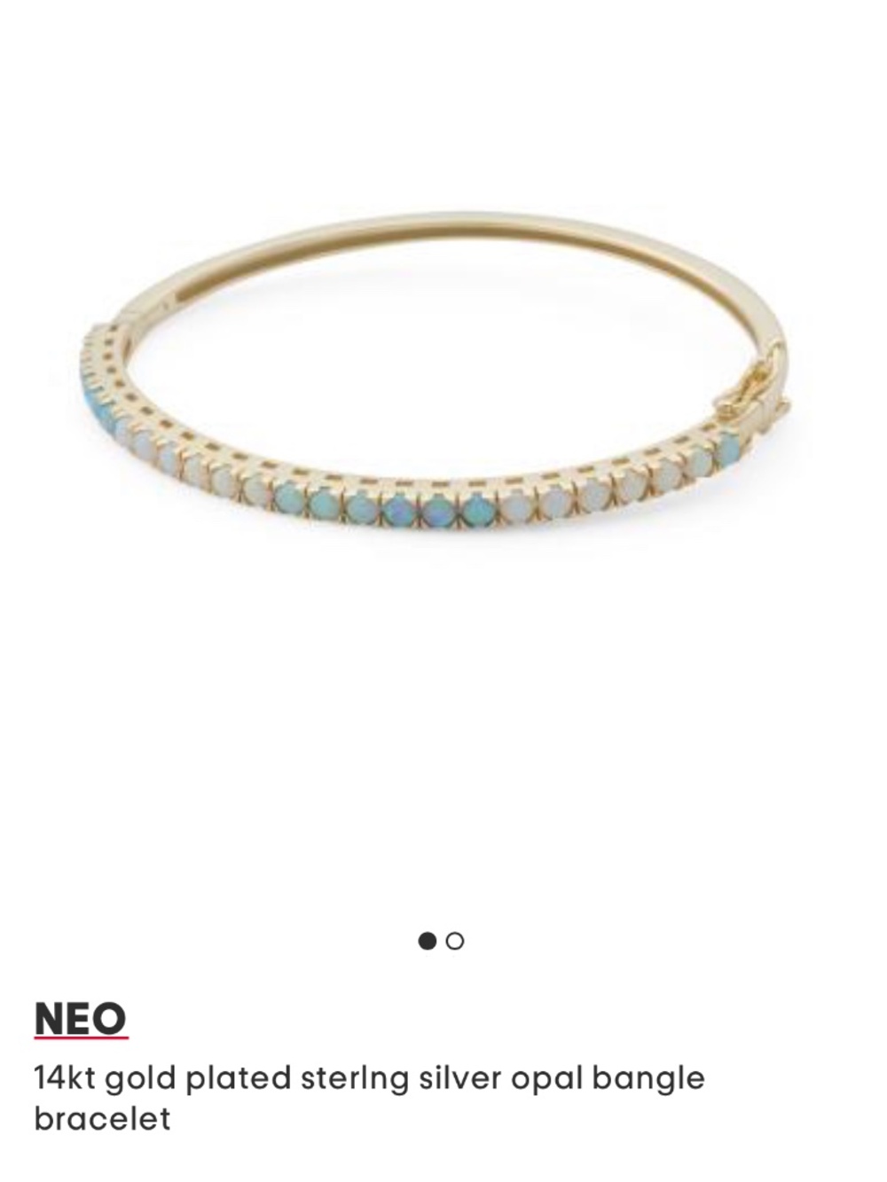 NEO Relique 14kt gold plated sterIng silver opal bangle bracelet